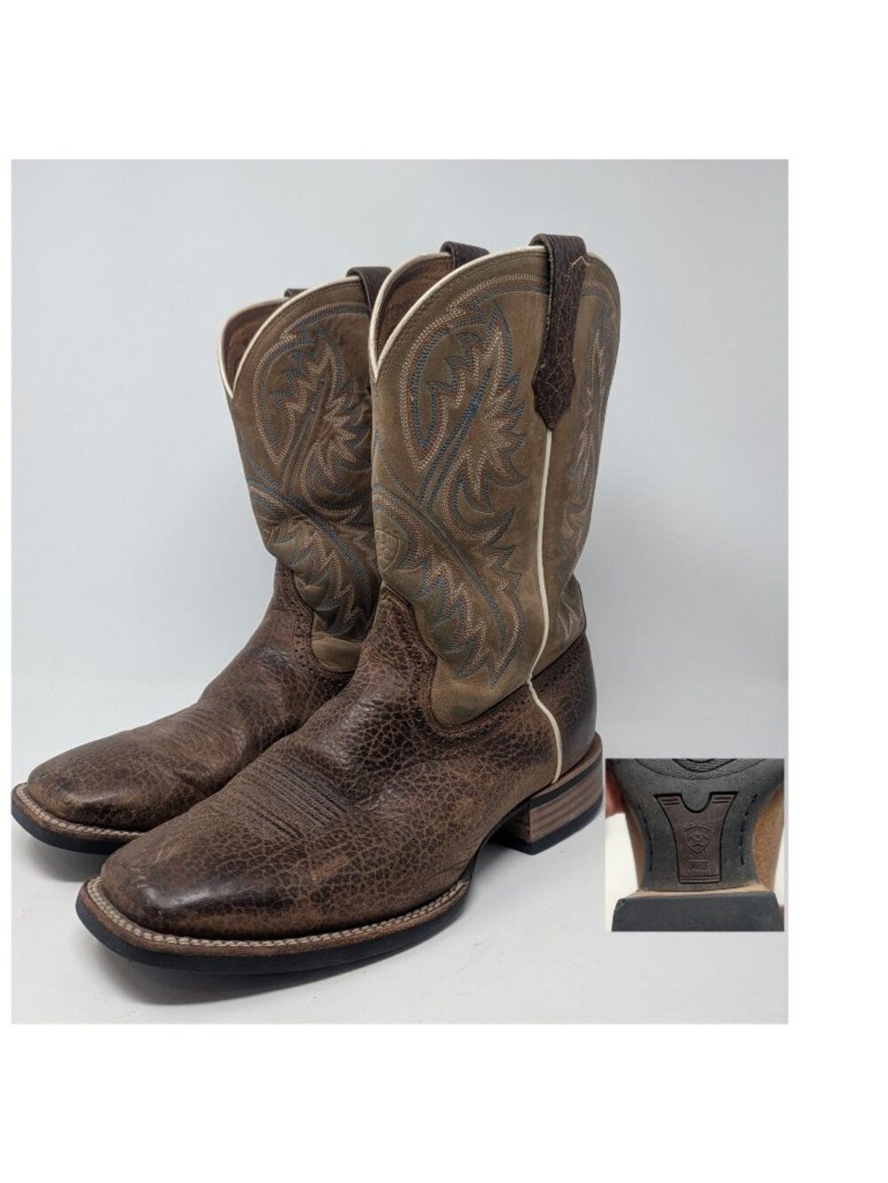 Ariat Quickdraw Cowboy Leather Boots 10 EE Brown Square Toe